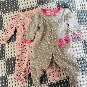 Simple Joy by Carters. Pink and Gray Baby Onesies with Butterfly Design